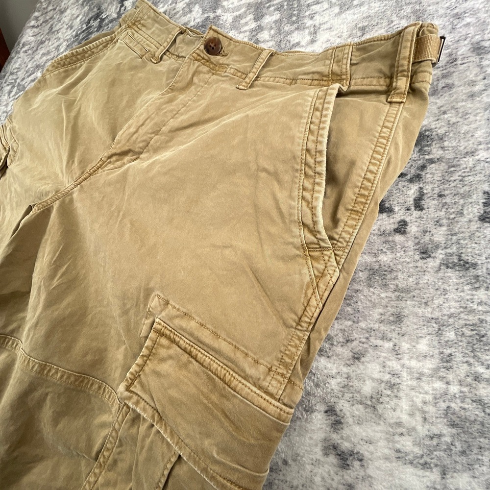 American Eagle Mens 33 Flex Cargo Shorts Khaki Solid Skater Utility Cargo - Picture 12 of 12